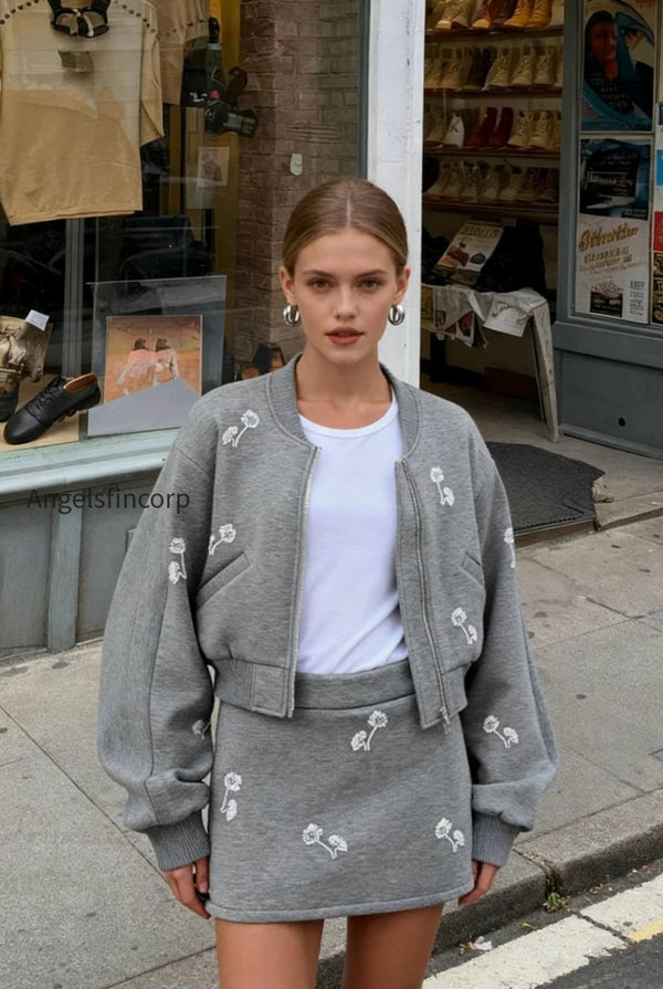 Dandelion Print Sweatshirt Loose Two Piece Set