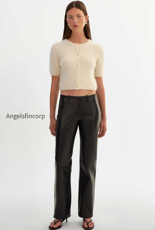 TIA | Low Rise Leather Pants