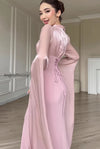 glossy-flowy-sleeve-slim-maxi-dress