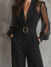 elegant-black-lapel-sheer-puff-sleeve-wide-leg-jumpsuit