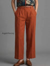 dark-floral-sheer-blouse-rust-wide-leg-trousers-set
